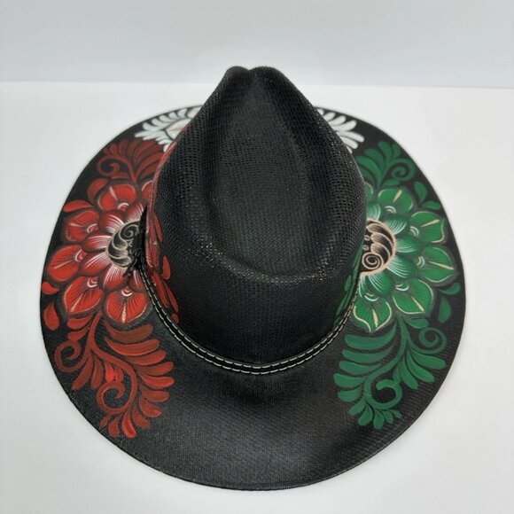 ?? NEW Hand-Painted Mexican Artisan Jute Boho Floral Sun Hat – Medium main image 12